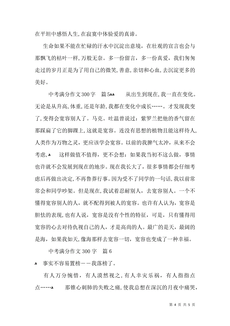 热门中考满分作文300字六篇_第4页