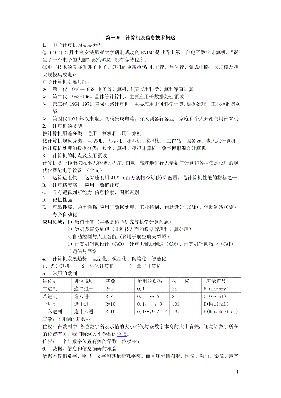 大学计算机基础超详细知识点总结_第1页