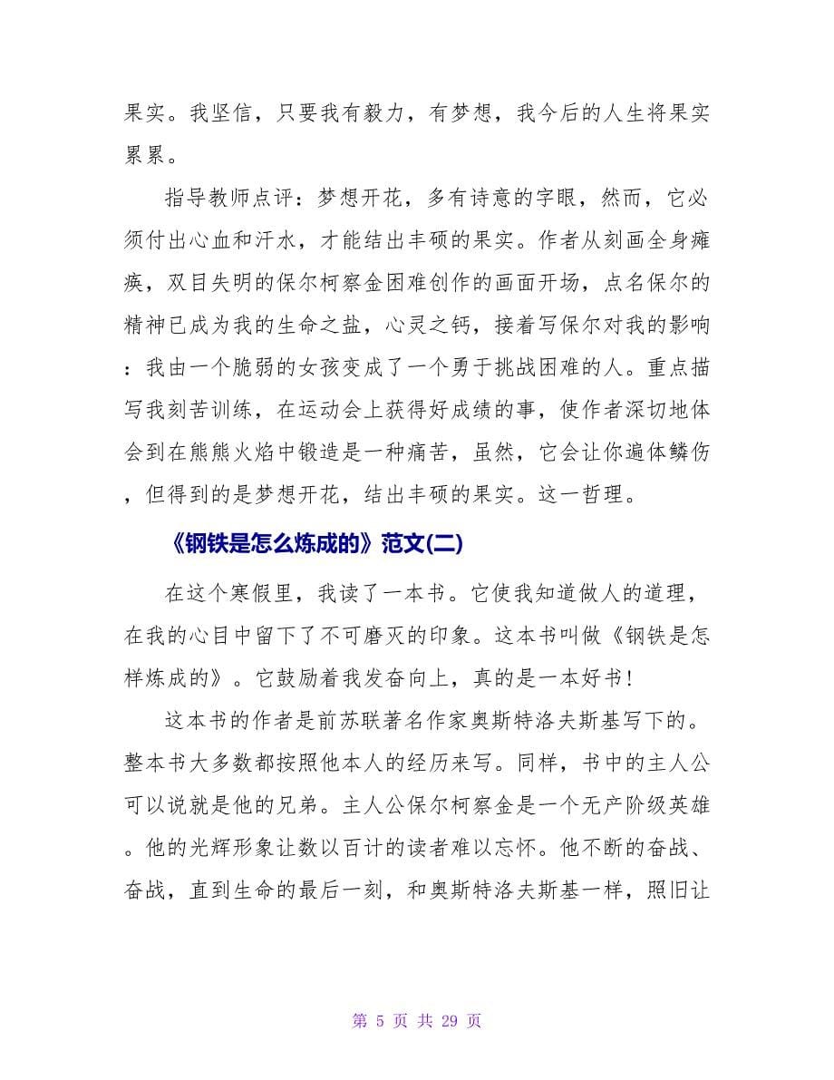 《钢铁是怎么炼成的》读后感800字.doc_第5页