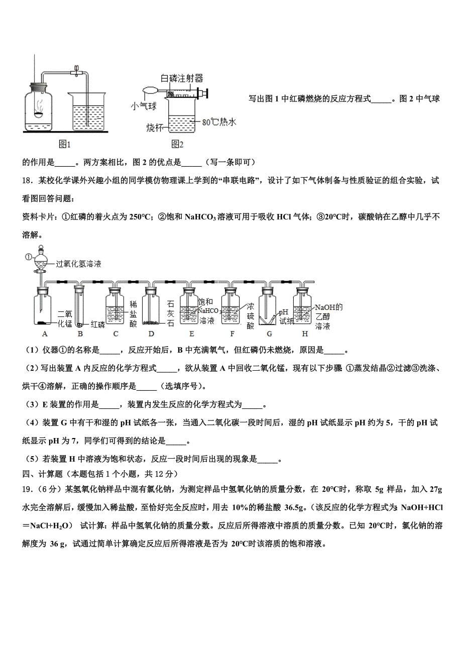 2023年江苏省无锡市和桥区中考试题猜想化学试卷（含答案解析）.doc_第5页