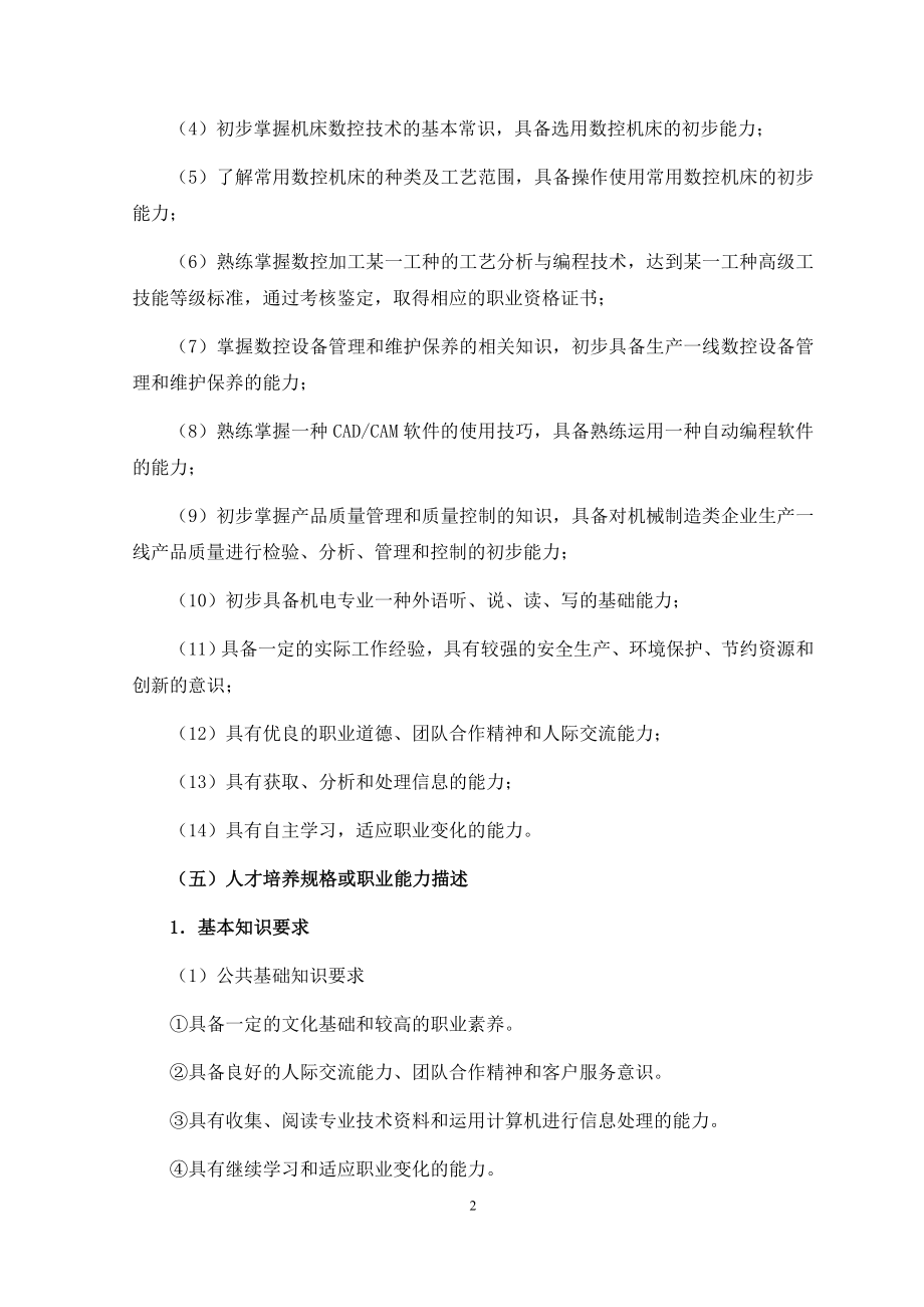 山东理工职业学院数控技术专业人才培养方案.doc_第2页