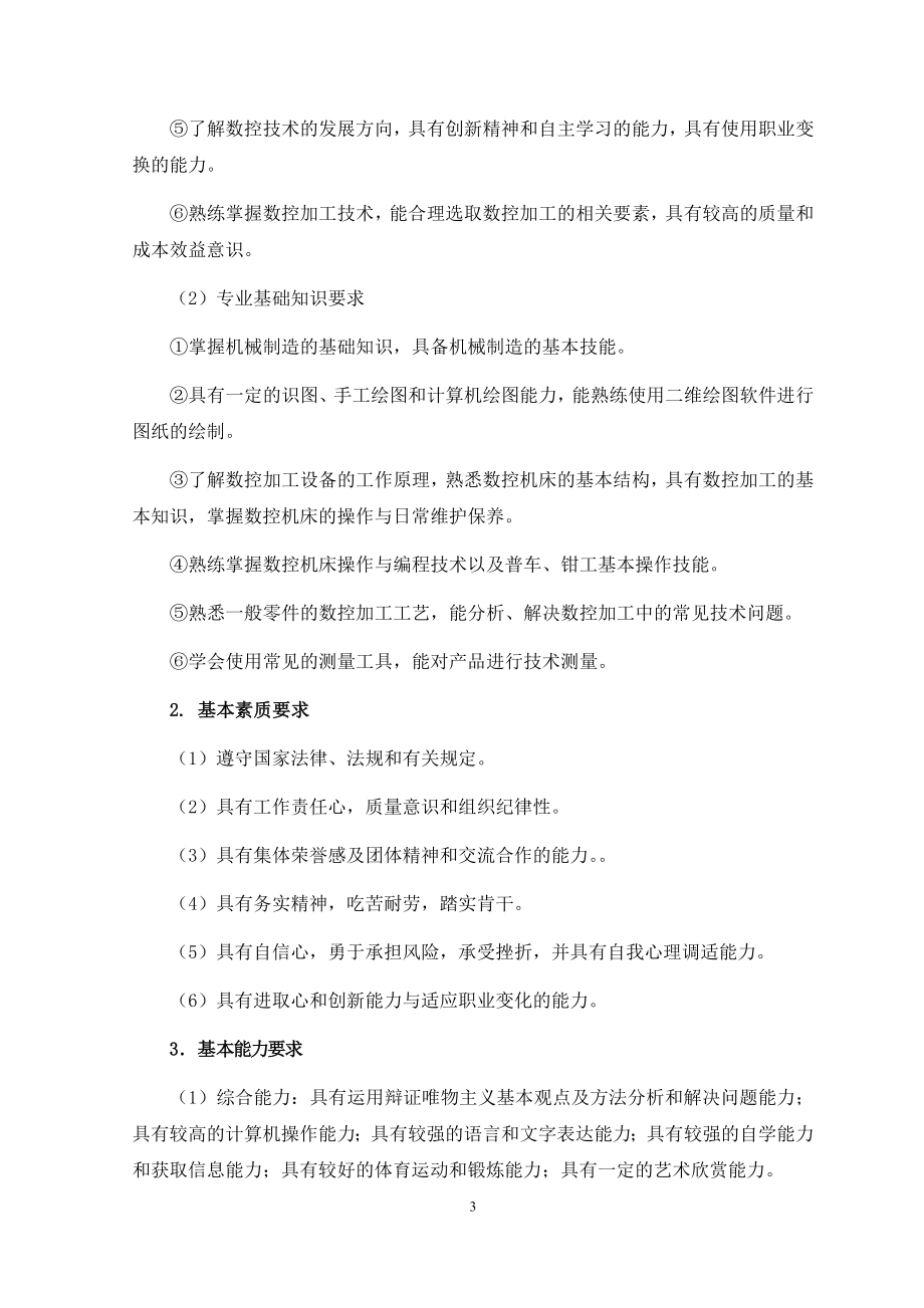 山东理工职业学院数控技术专业人才培养方案.doc_第3页