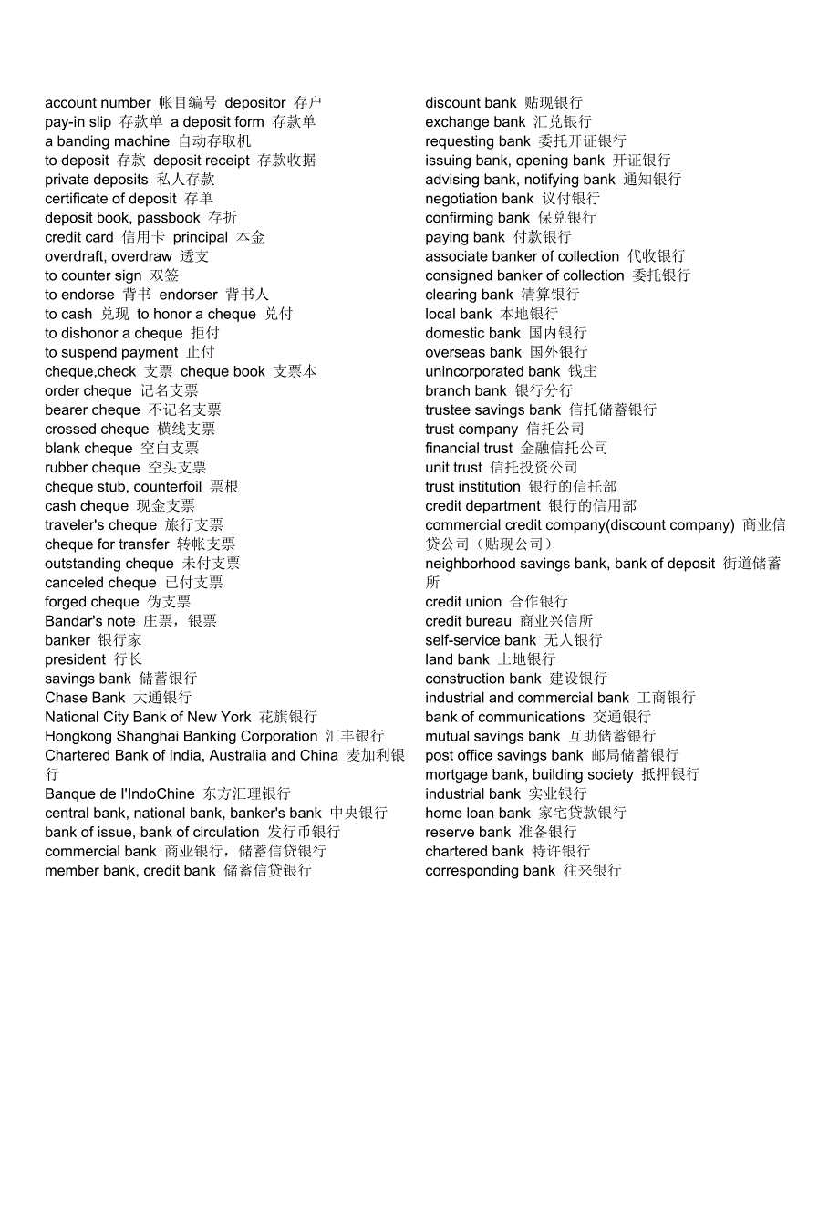 银行相关词汇及英语口语(英汉对照)_第2页