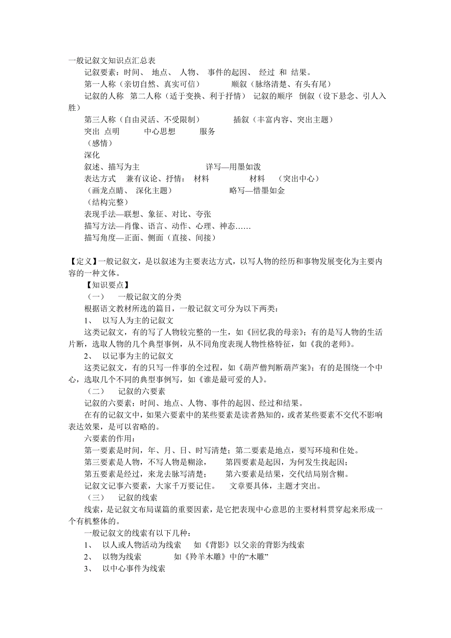 记叙文知识点归纳.doc_第1页