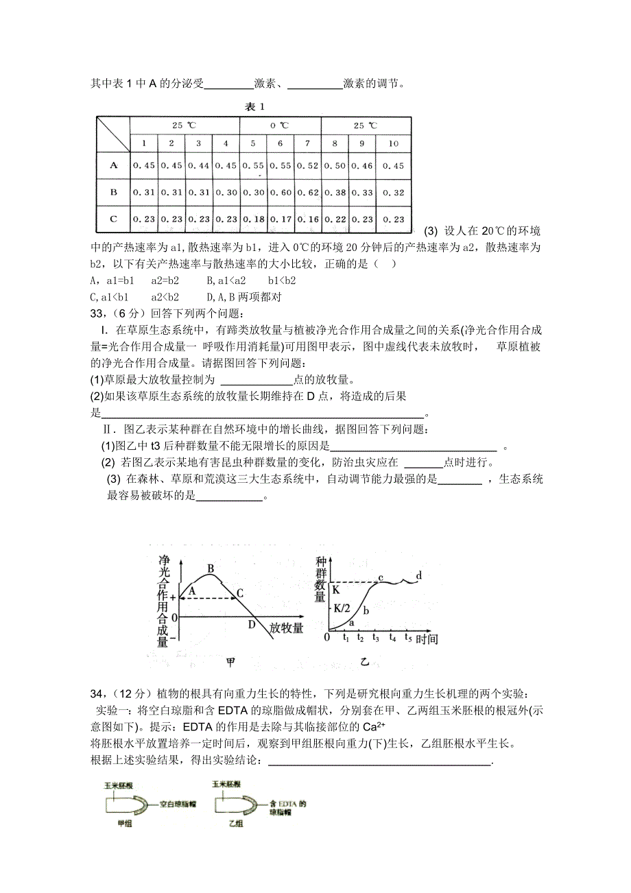 2022年高三上学期第二次月考（生物）_第3页