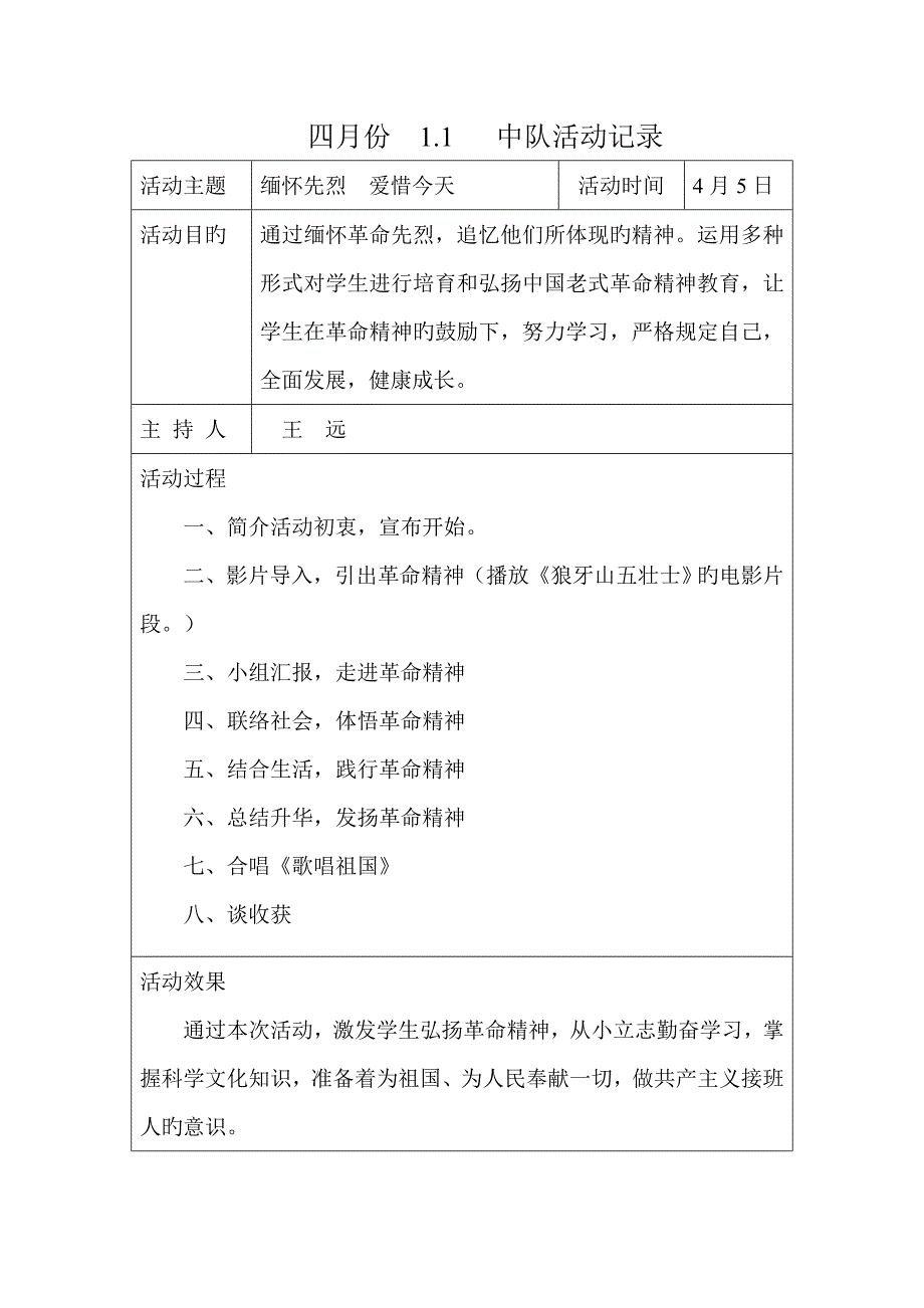 小学生下学期中队活动记录_第2页