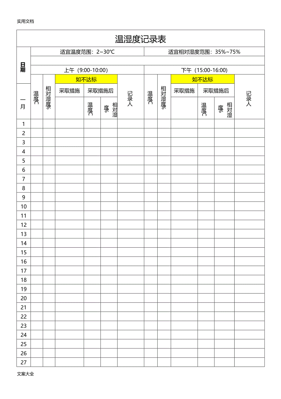 温湿度记录簿表【打印版】_第2页