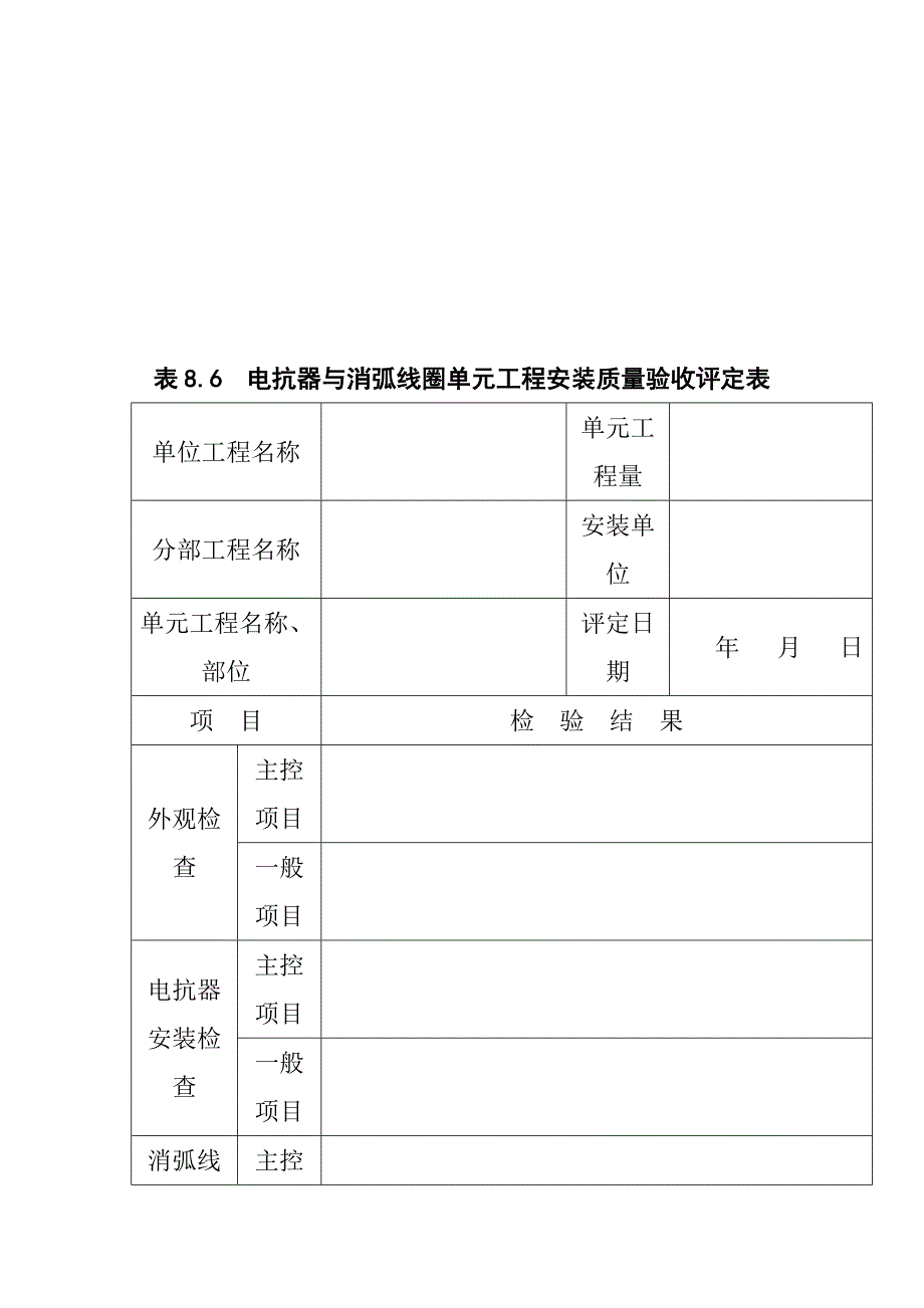 电抗器与消弧线圈单元工程安装质量验收评定表_第3页