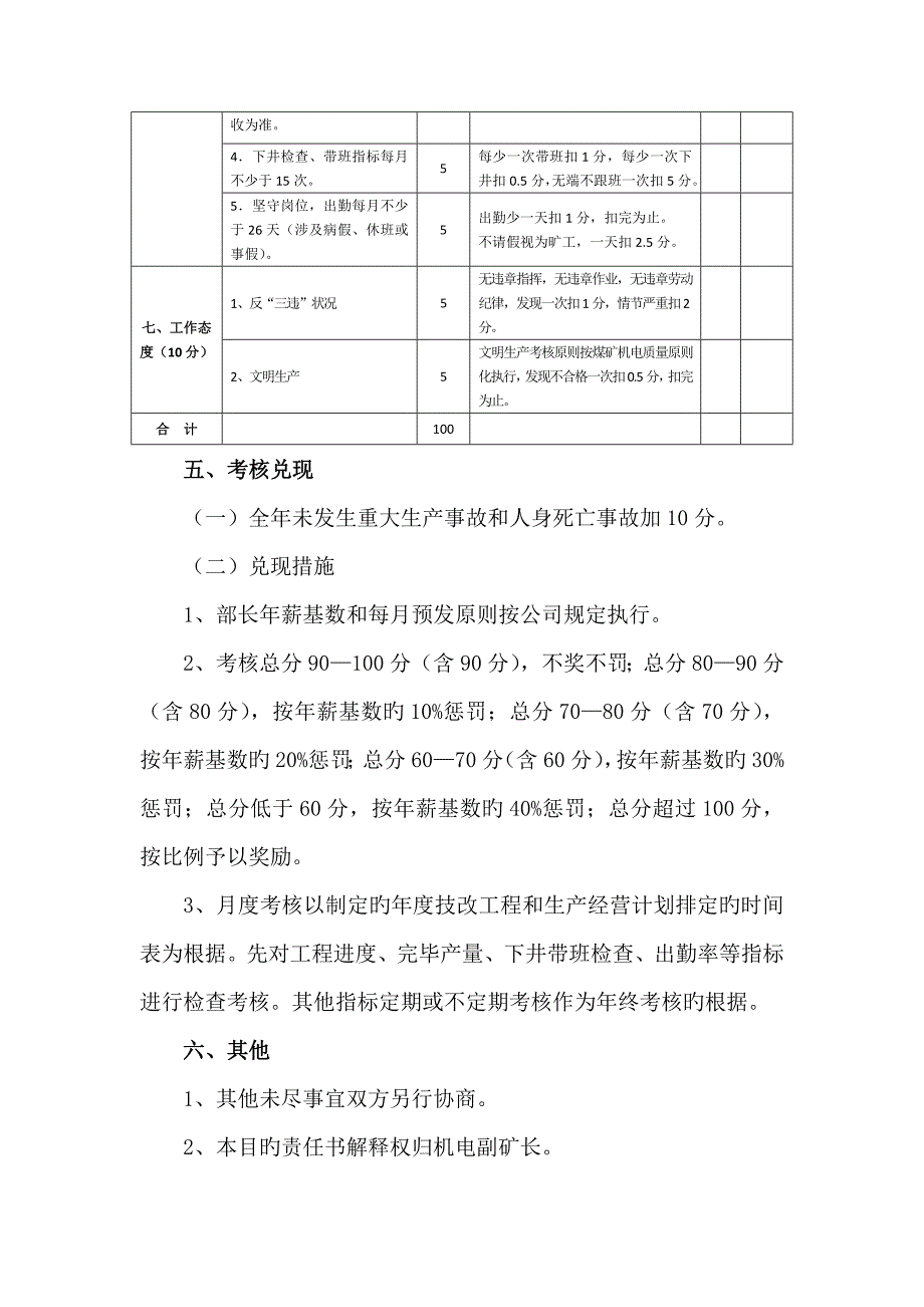 煤矿机电管理部部长目标责任书.doc_第4页