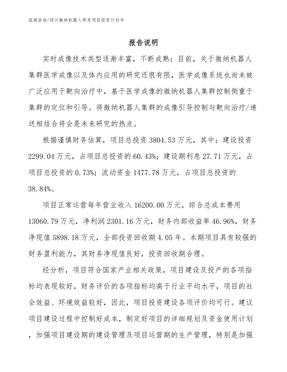 绍兴微纳机器人研发项目投资计划书_第1页