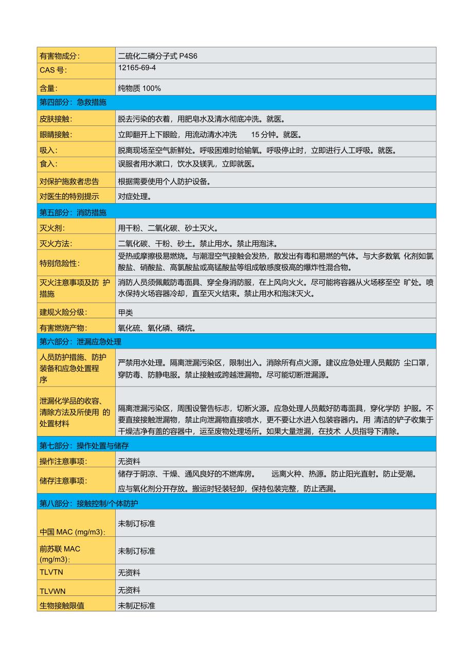 三硫化二磷安全技术说明书_第2页