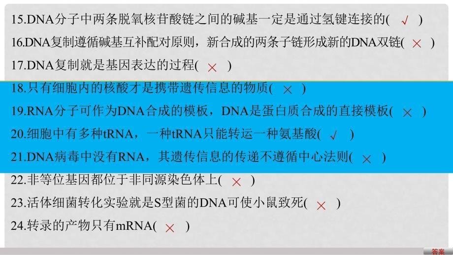 高考生物总复习 单元基础知识排查（五）遗传的分子基础课件_第5页