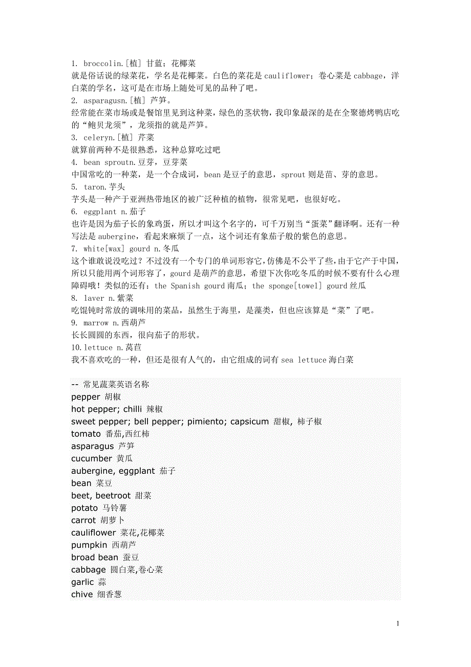 英语词汇之蔬菜.doc_第1页