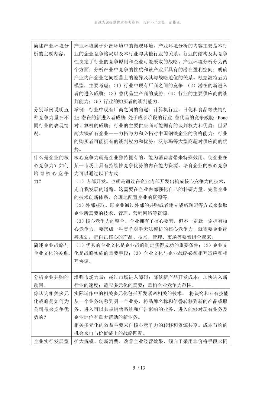 企业战略管理复习思考题_第5页