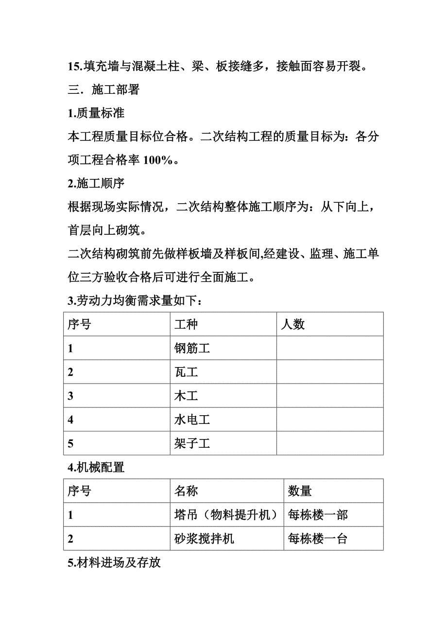 龙仙圣境世博生活广场一期工地进程二次结构砌筑方案_第5页