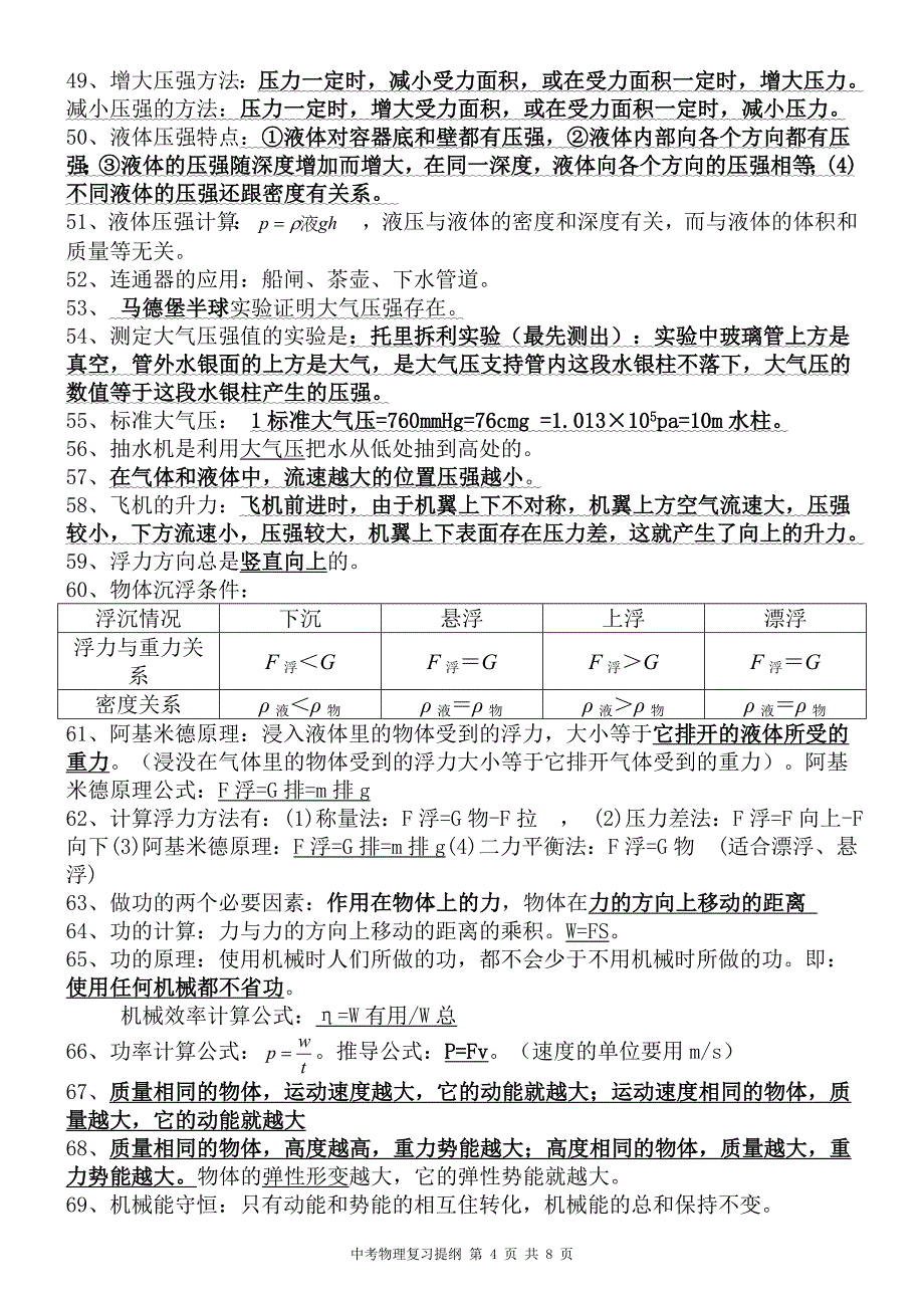 中考物理必考99条知识点复习提纲.doc_第4页