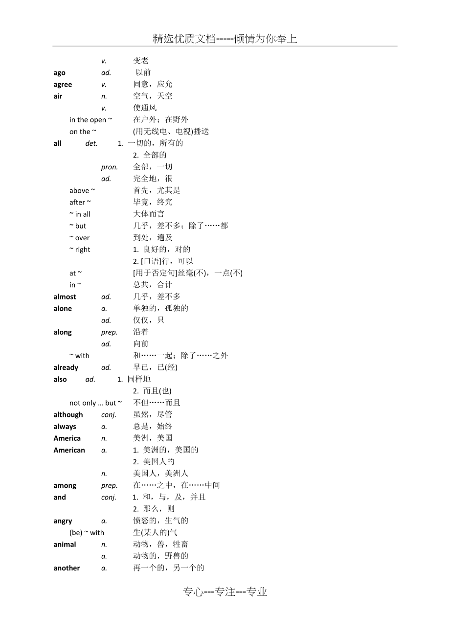 高职高专教育英语课程教学基本要求(试行)A级---附表四(词汇表)_第3页