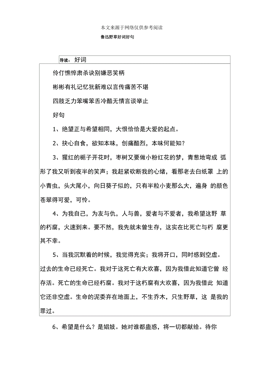 鲁迅野草好词好句_第1页