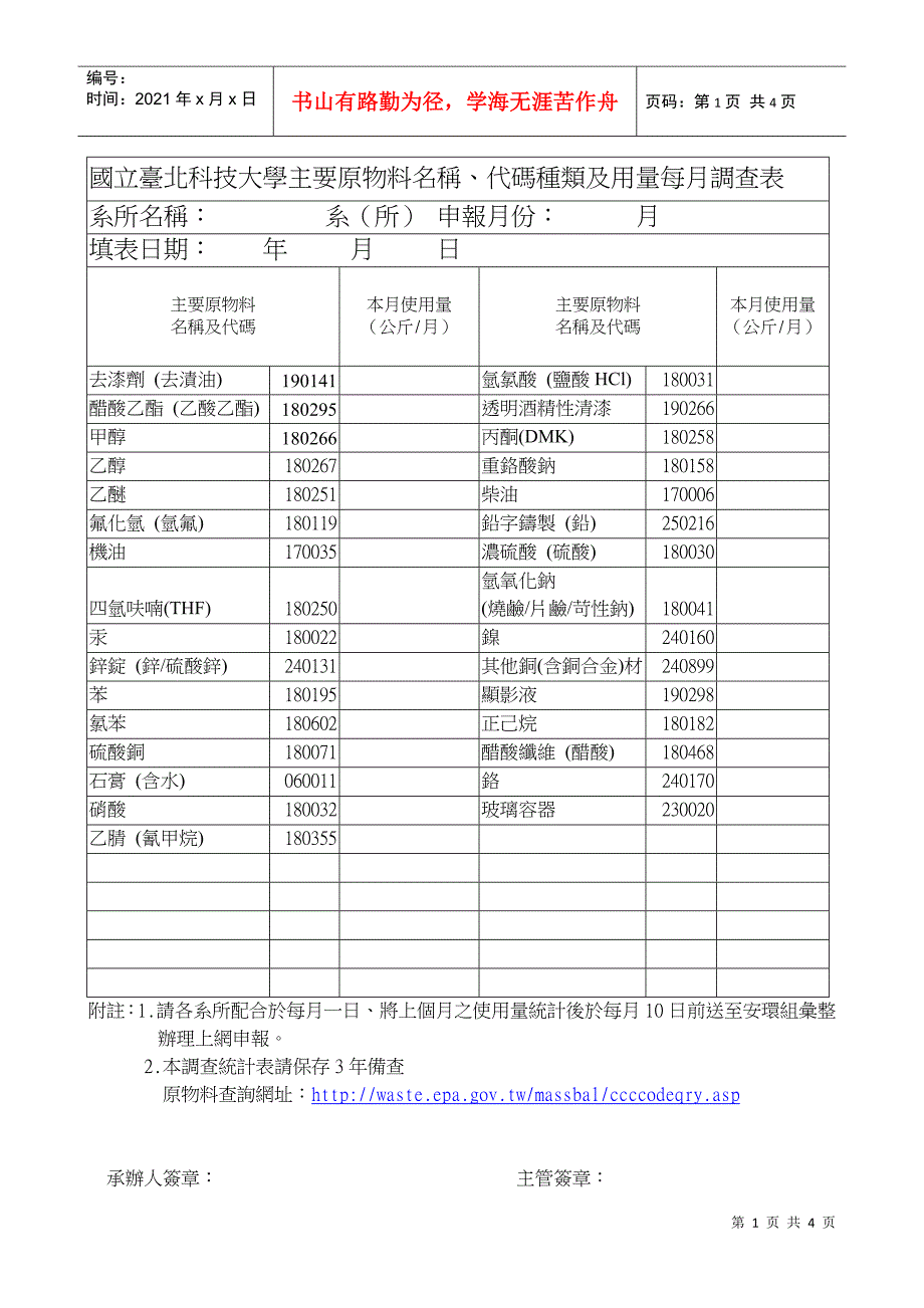 国立台北科技大学主要原物料名称_第1页