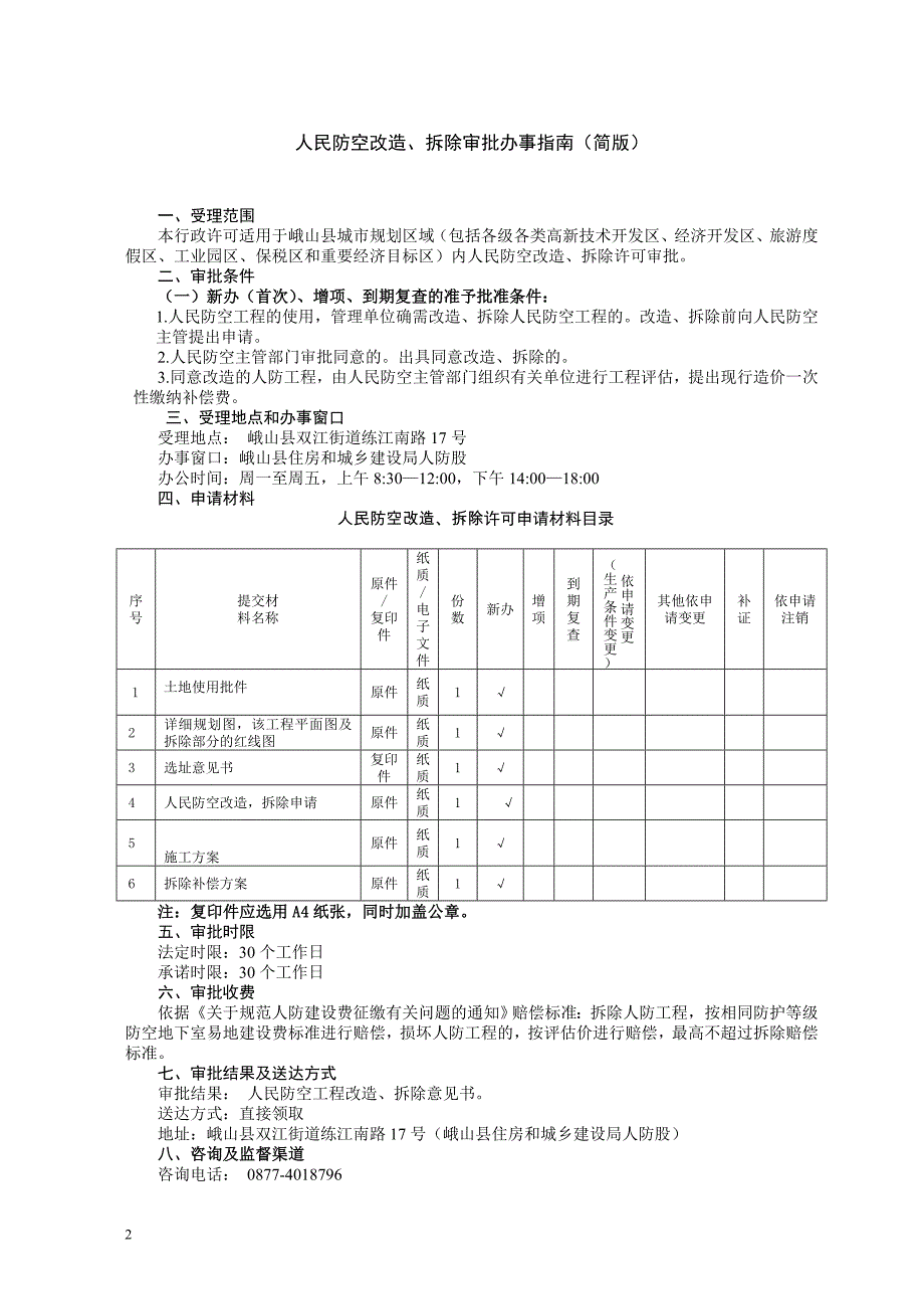 人民防空改造、拆除审批办事指南（简版）_第2页