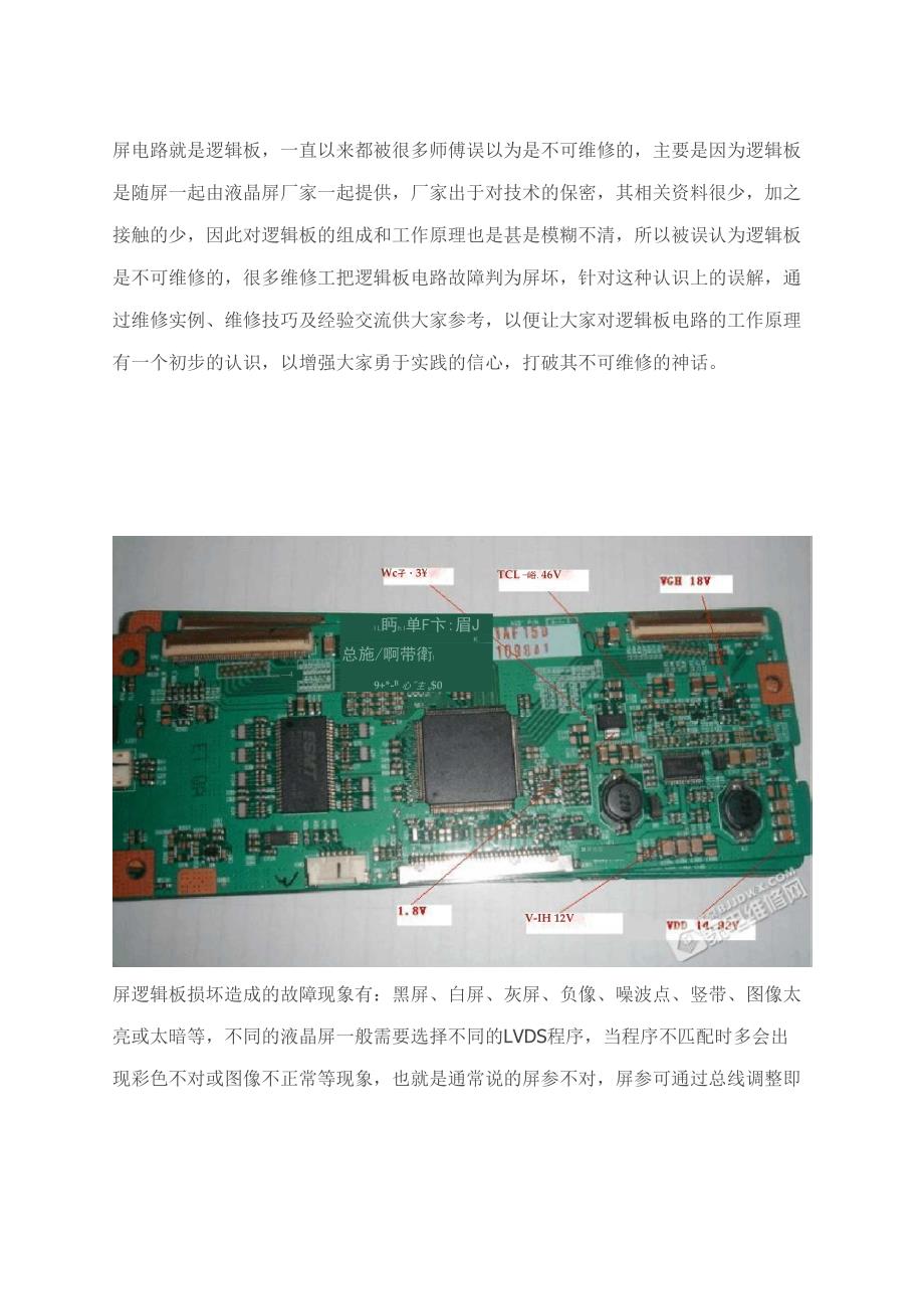 液晶屏逻辑板和屏坏简易判断及检修_第1页