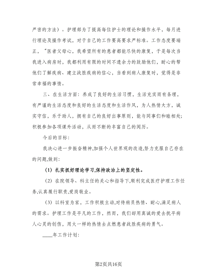 2023年护士长个人工作计划标准范本（7篇）_第2页