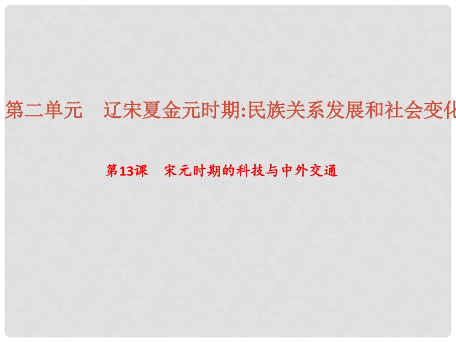 七年级历史下册 第二单元 辽宋夏金元时期：民族关系发展和社会变化 第13课 宋元时期的科技与中外交通作业课件 新人教版_第1页