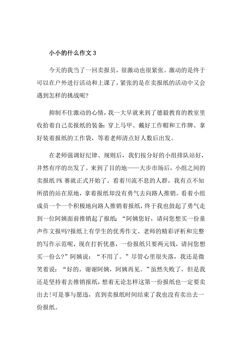 小小的什么作文七年级600字_第4页