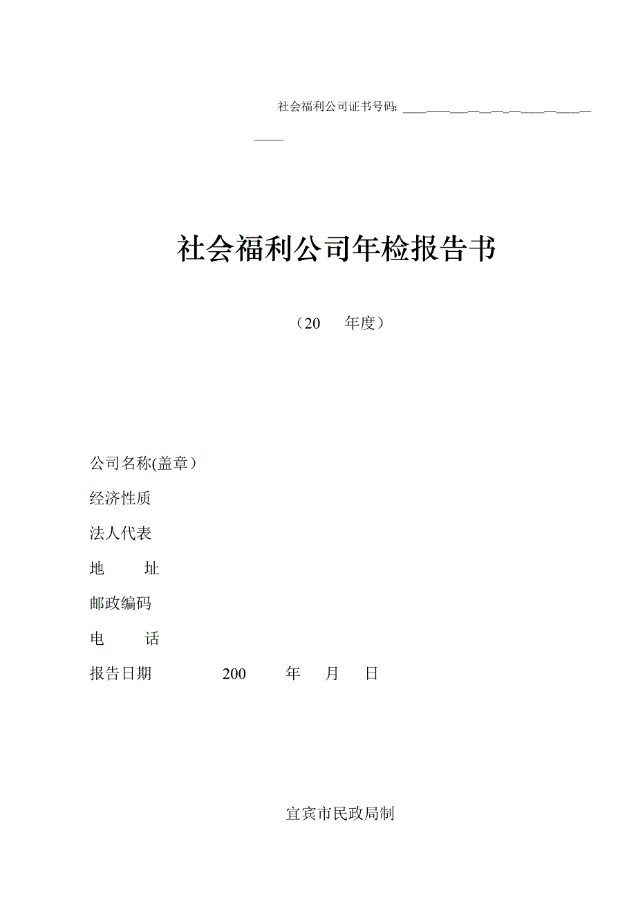 社会福利企业年检报告书_第1页