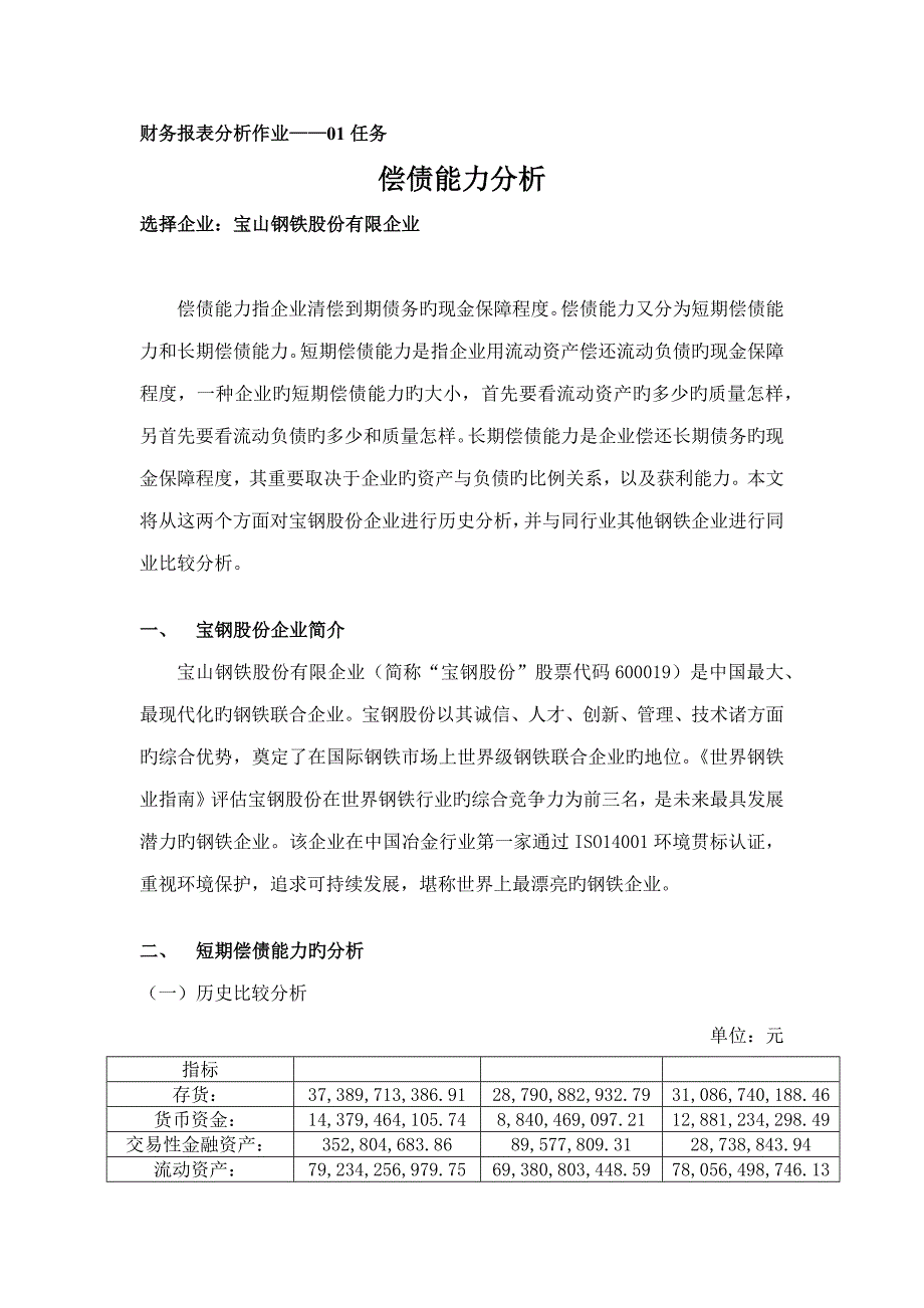 财务报表分析作业任务_第1页