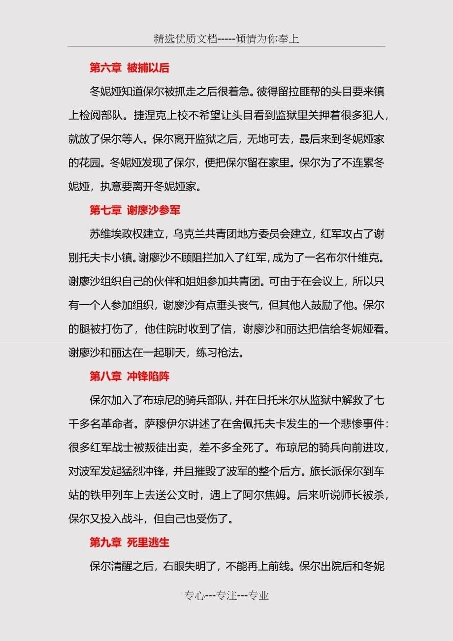 初中名著导读-《钢铁是怎样炼成的》(附真题)(共11页)_第5页