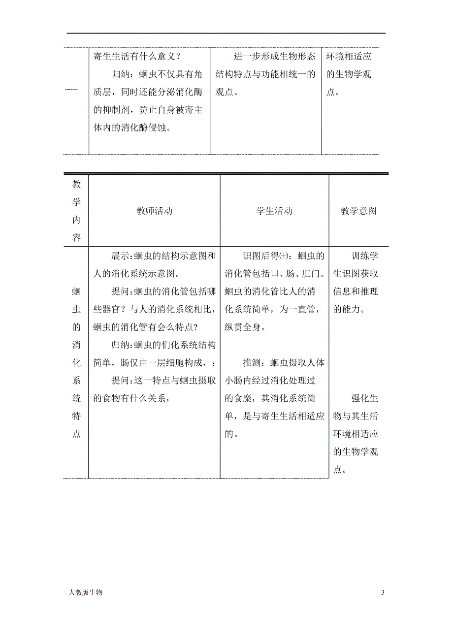 人教版八年级生物上《线形动物和环节动物》教案_第3页