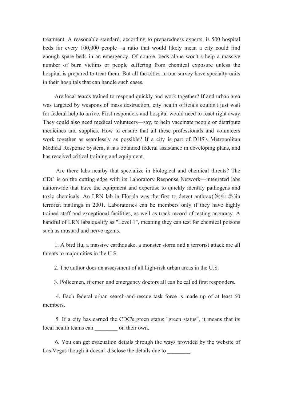 2011年6月英语六级考试模拟试题及答案(2)_第4页