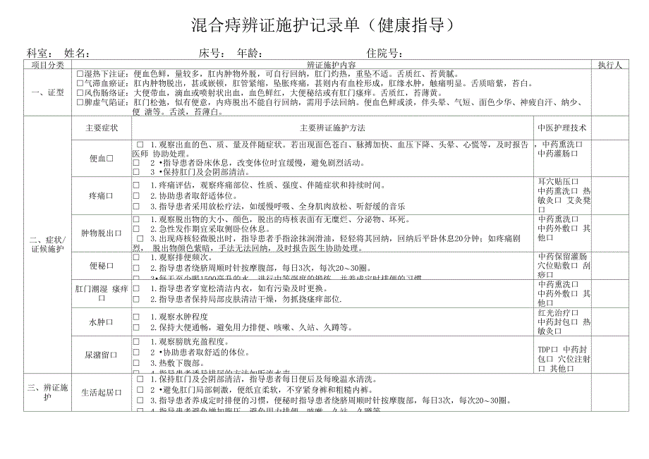 混合痔辨证施护记录单模板_第1页