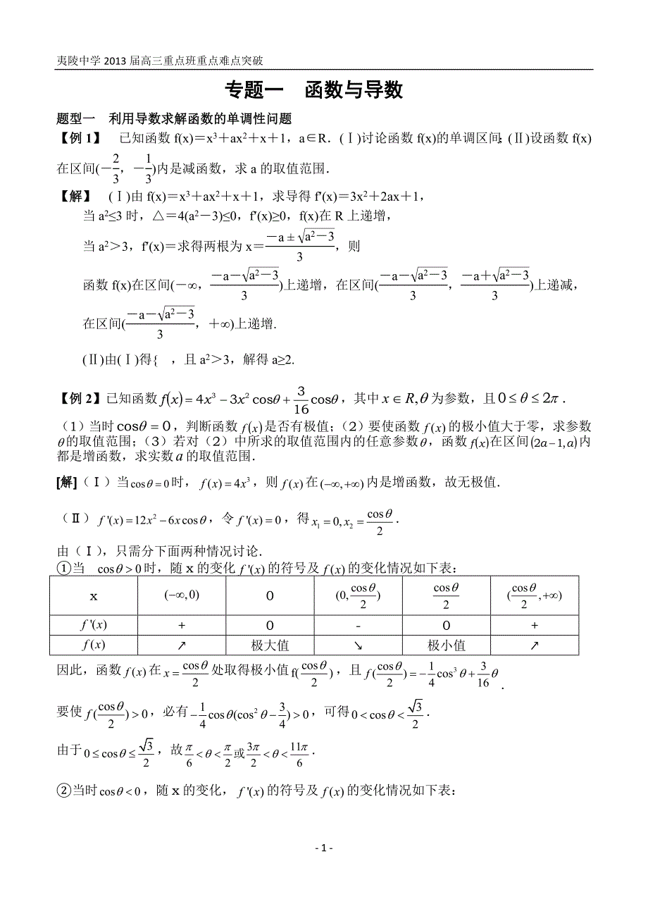 专题一函数与导数_第1页