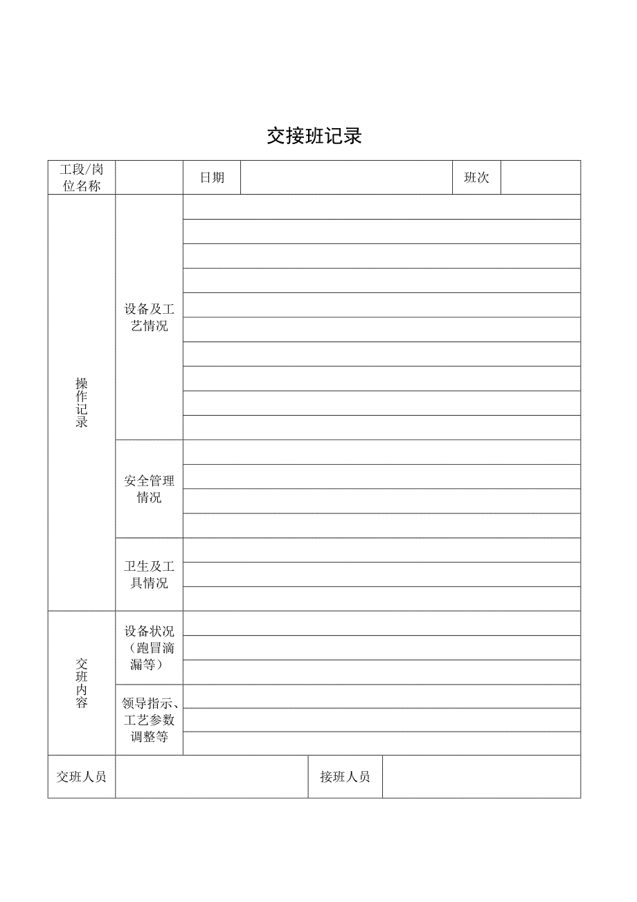 化工企业交接班制度(附表格);_第4页