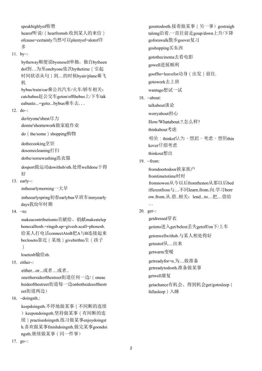 初二英语必背100条重点短语_第2页