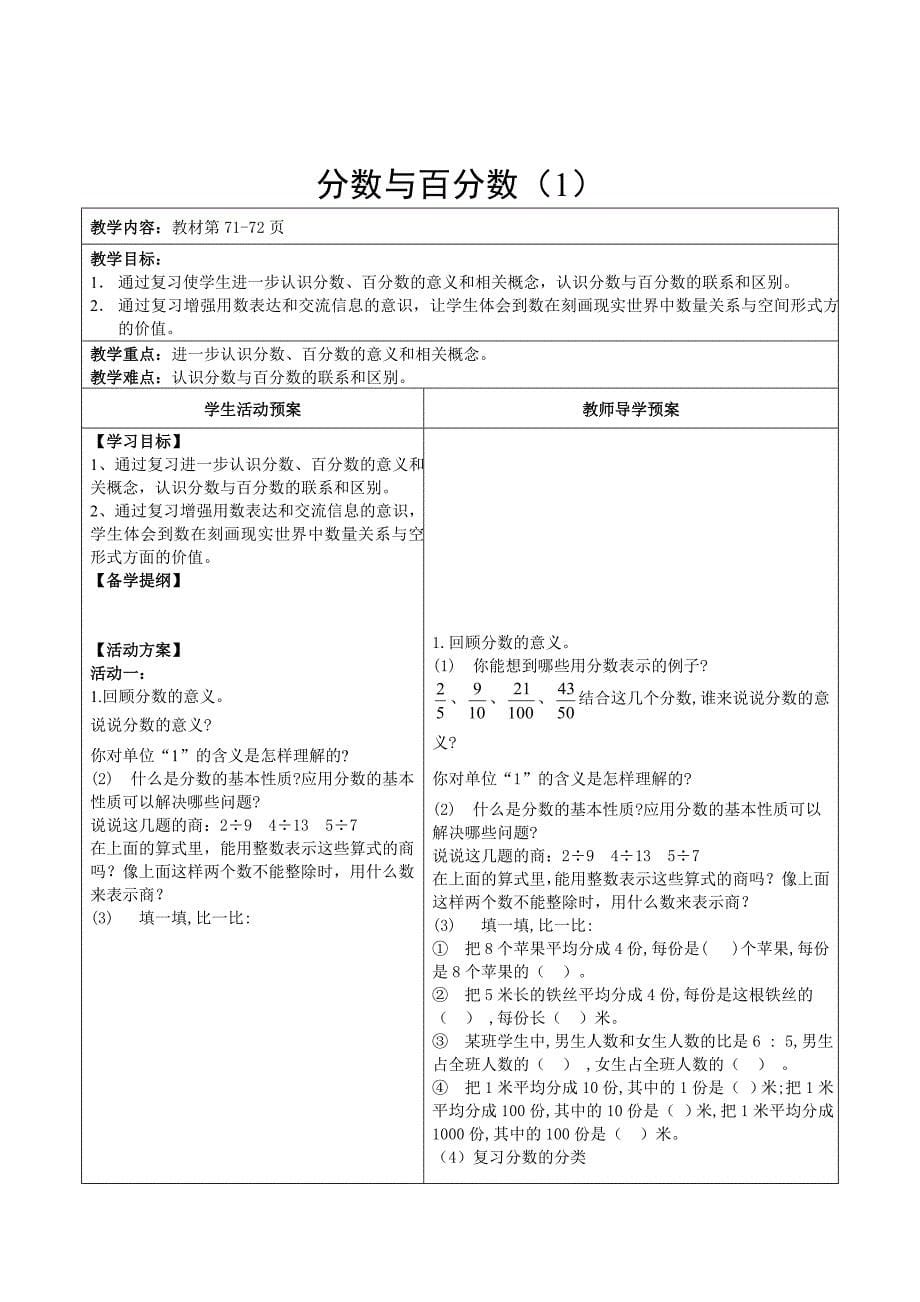 最新【苏教版】六年级数学下册全册教案总复习 数与代数_第5页