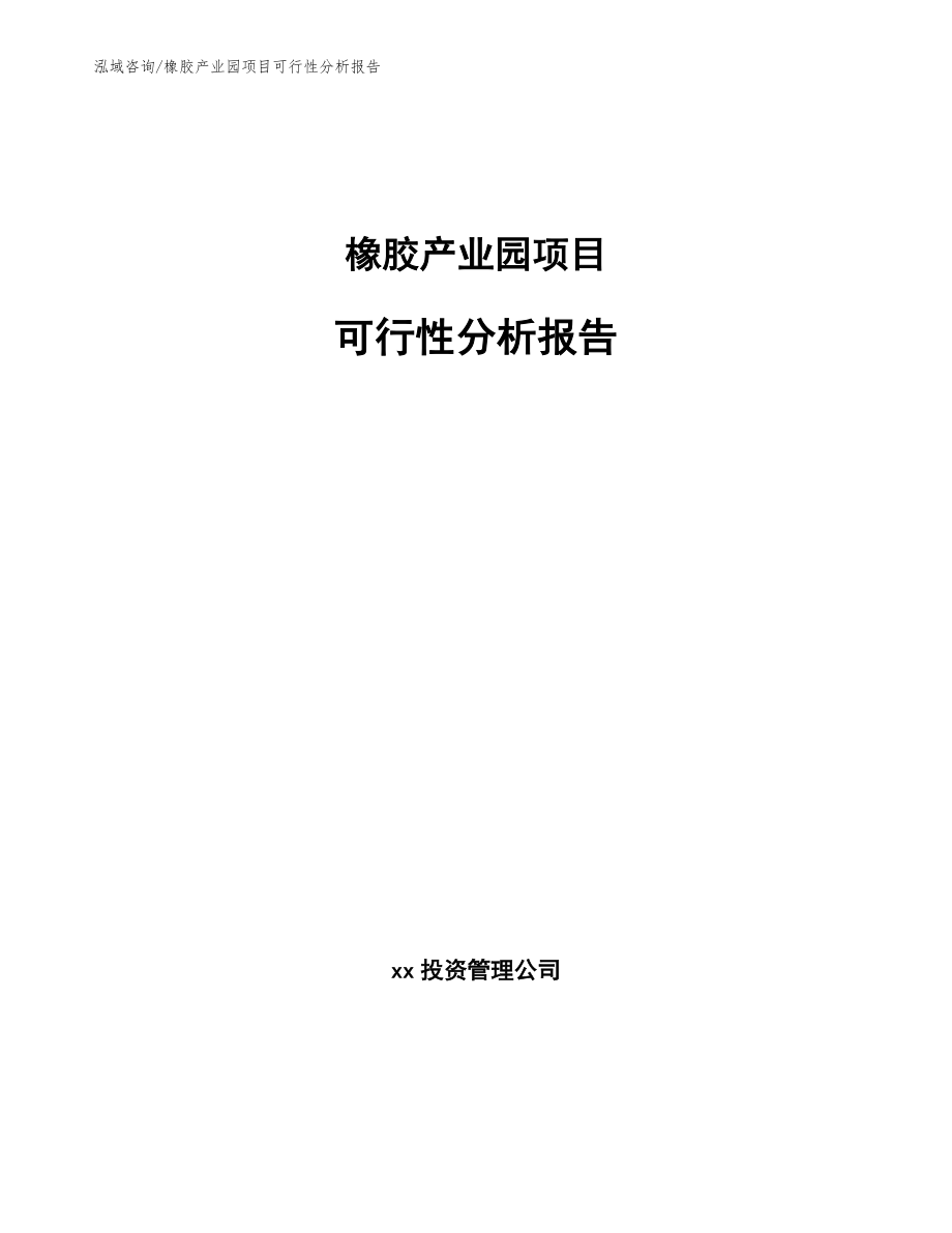 橡胶产业园项目可行性分析报告_第1页