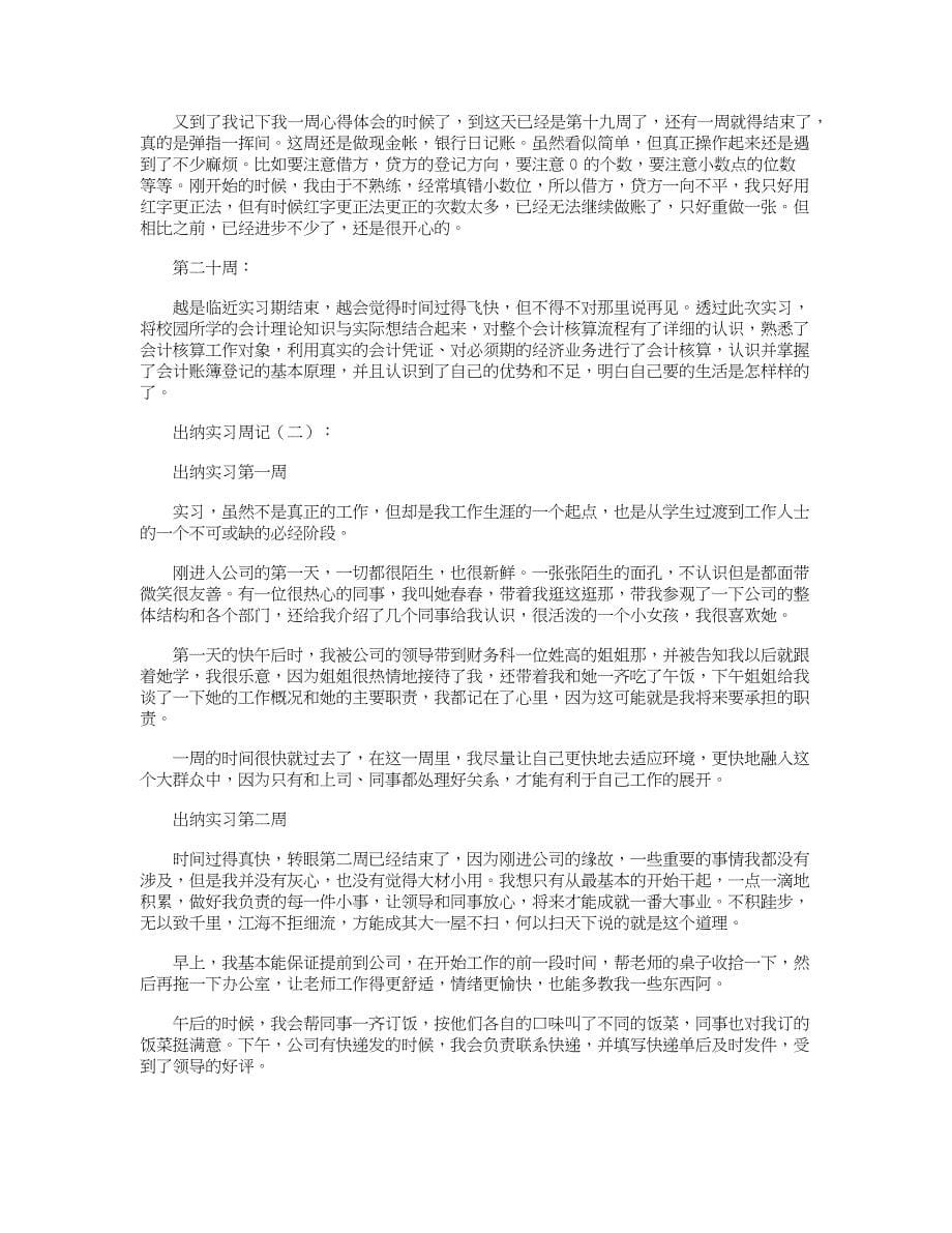 出纳实习周记精选篇周记满分指导案例_第5页