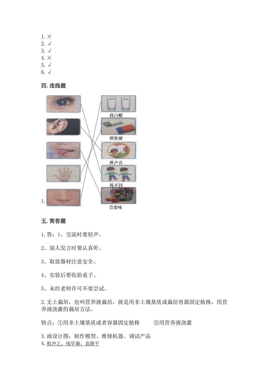 苏教版一年级上册科学-期末测试卷【实验班】.docx_第5页