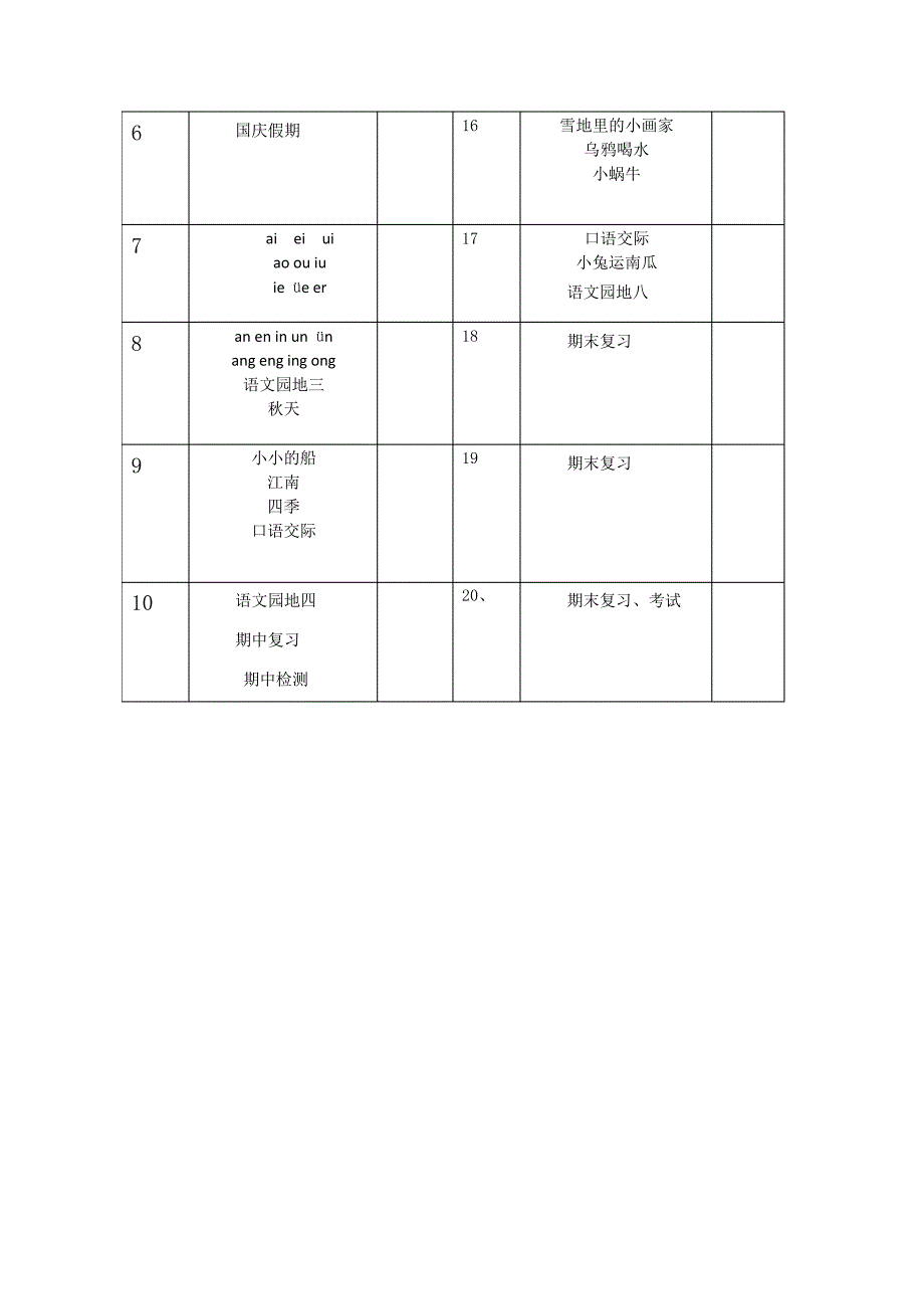 新版人教版一年级语文上册教学计划_第3页