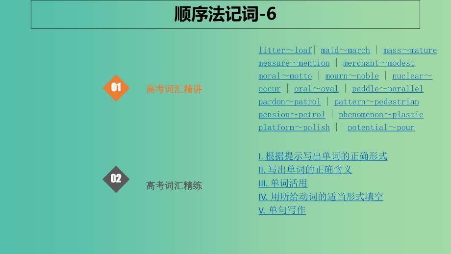 2019版高考英语大一轮复习 顺序法记词-6课件.ppt_第1页