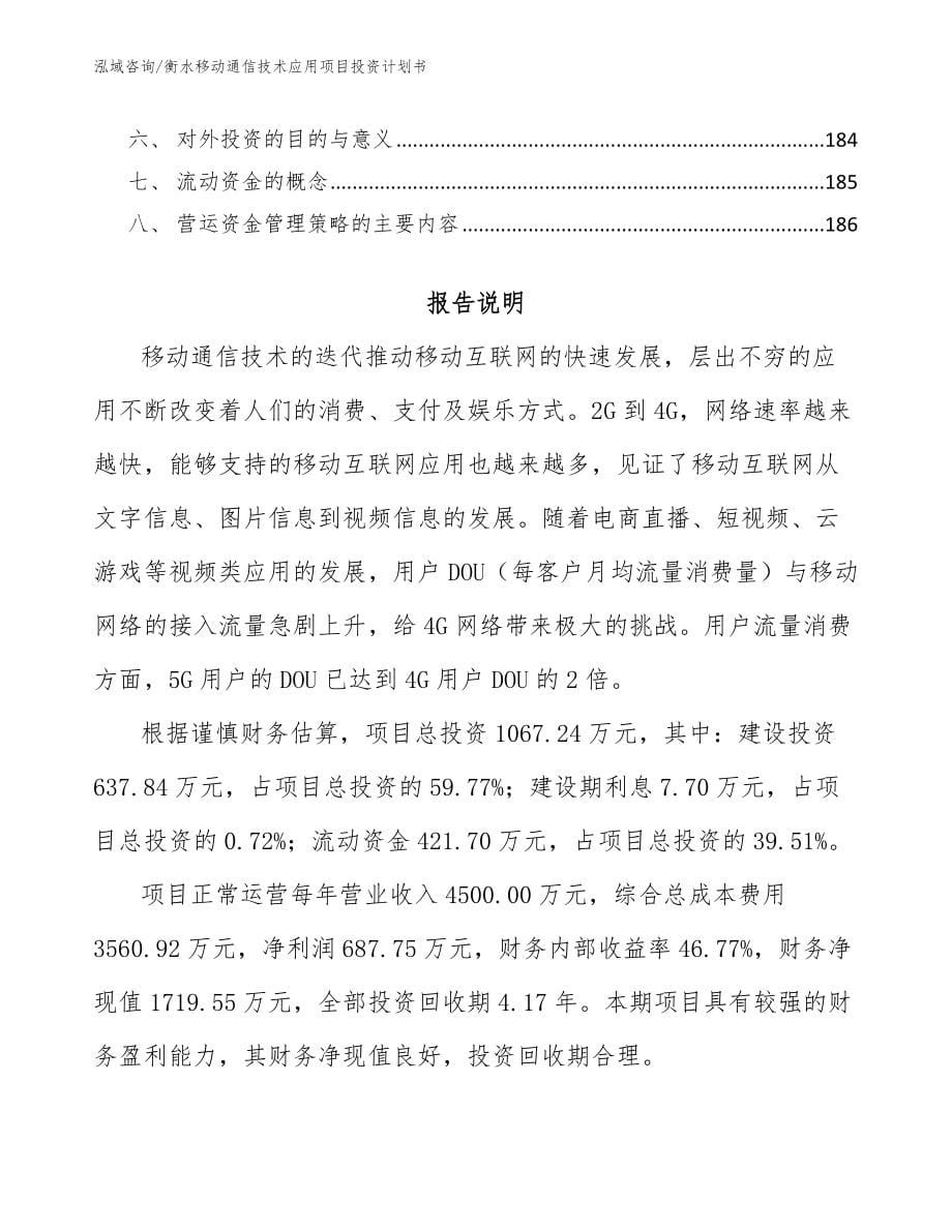 衡水移动通信技术应用项目投资计划书_第5页