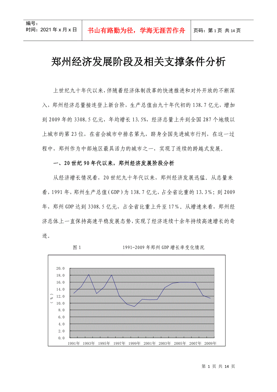 郑州经济增长相关支撑条件分析(722)_第1页