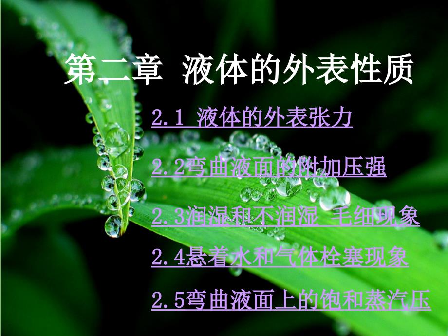 理学第二章液体表面性质_第1页
