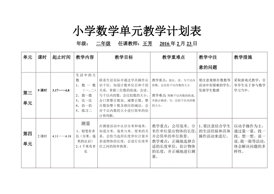 二数（下）单元教学计划.doc_第2页