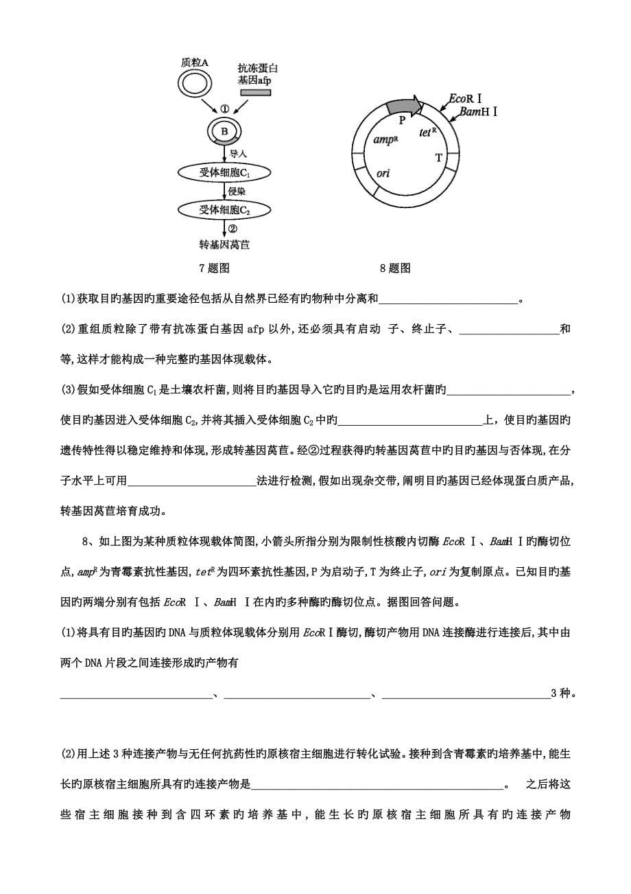 专题一基因工程习题_第5页