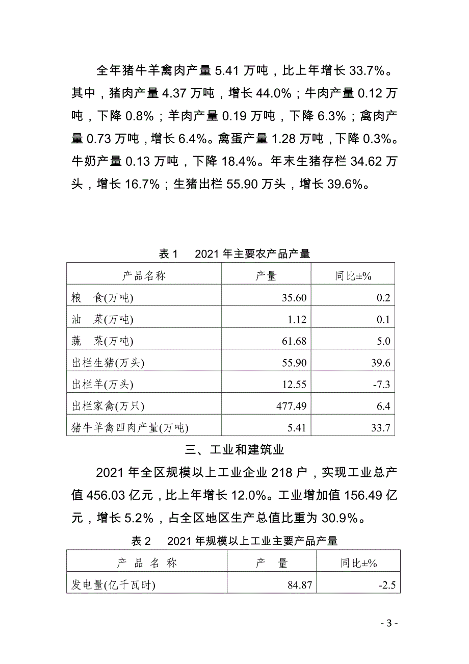 2021年重庆市綦江区国民经济和社会发展统计公报.doc_第3页