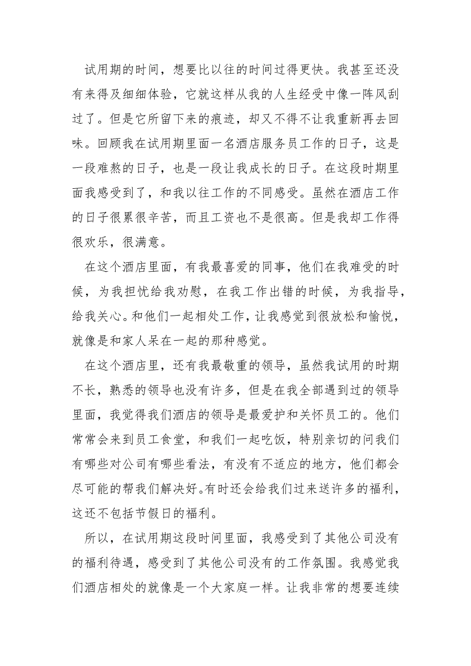 酒店新入职员工试期转正工作总结_第3页